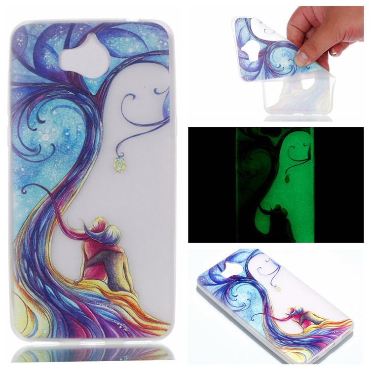 Luminous Patterned TPU Flexible Cover for Huawei Y5 (2017) / Y6 (2017) - Waves-1