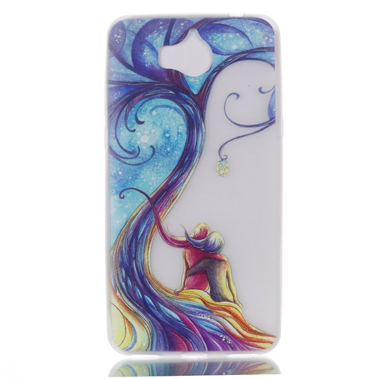 Luminous Patterned TPU Flexible Cover for Huawei Y5 (2017) / Y6 (2017) - Waves-2