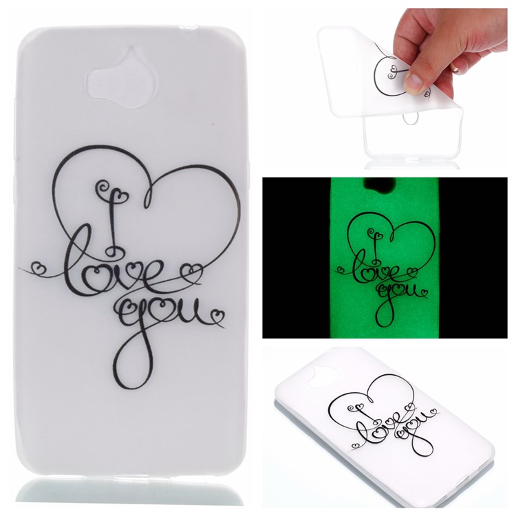 Luminous Patterned TPU Flexible Casing for Huawei Y5 (2017) / Y6 (2017) - I Love You-1
