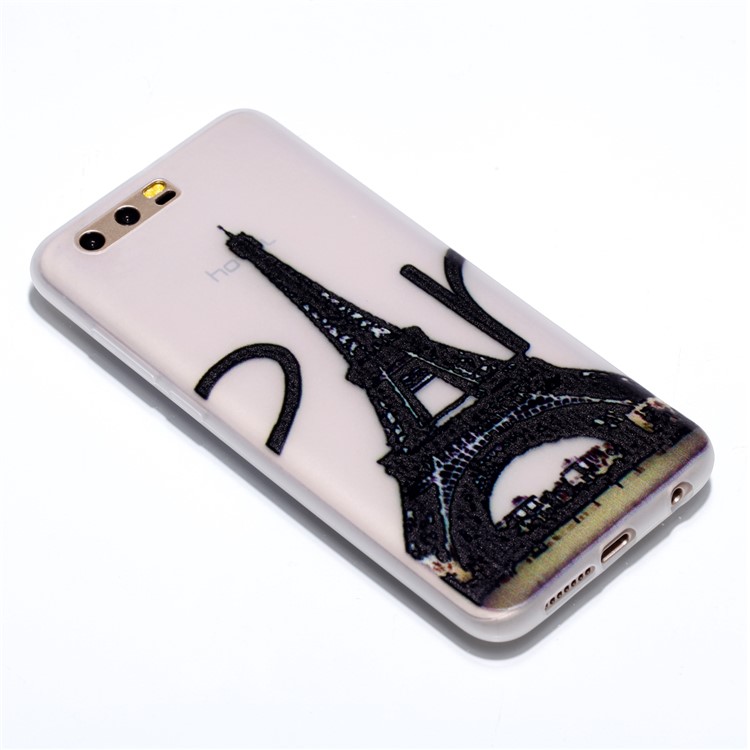 For Huawei Honor 9 Patterned Luminous TPU Flexible Case Accessory - Eiffel Tower-4
