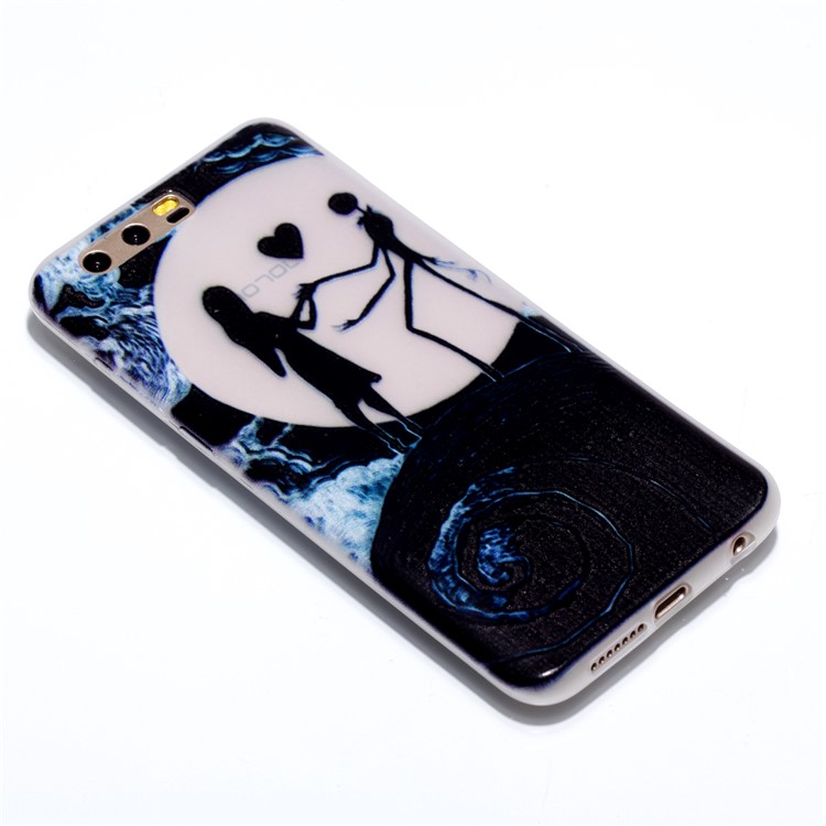 For Huawei Honor 9 Patterned Luminous TPU Flexible Casing Accessory - Lover and Moon-4