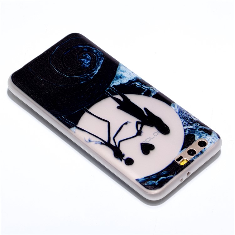 For Huawei Honor 9 Patterned Luminous TPU Flexible Casing Accessory - Lover and Moon-5
