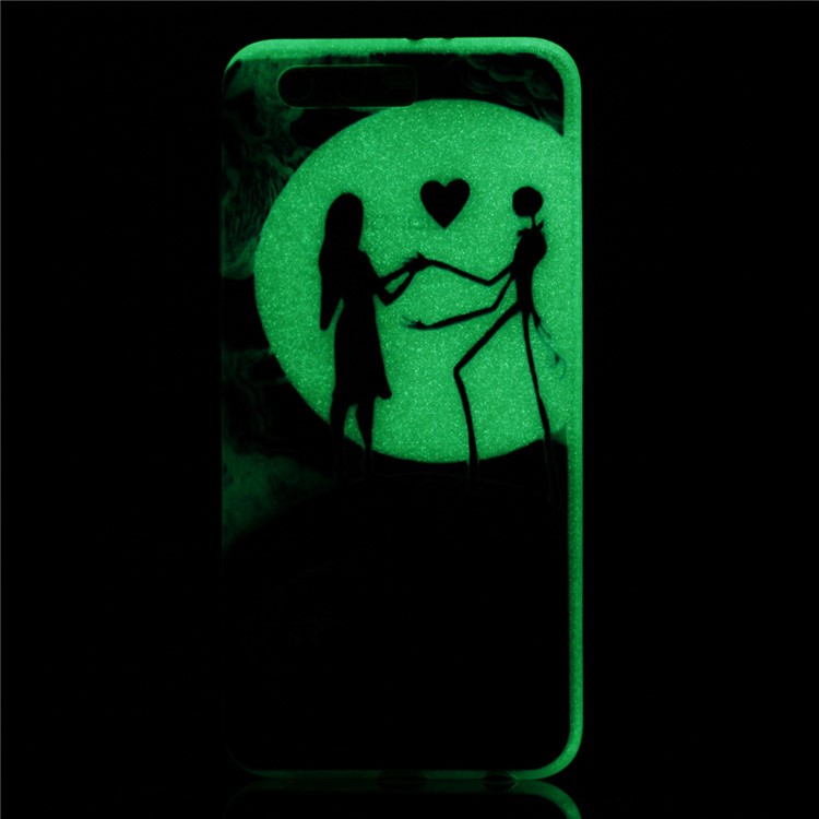 For Huawei Honor 9 Patterned Luminous TPU Flexible Casing Accessory - Lover and Moon-6