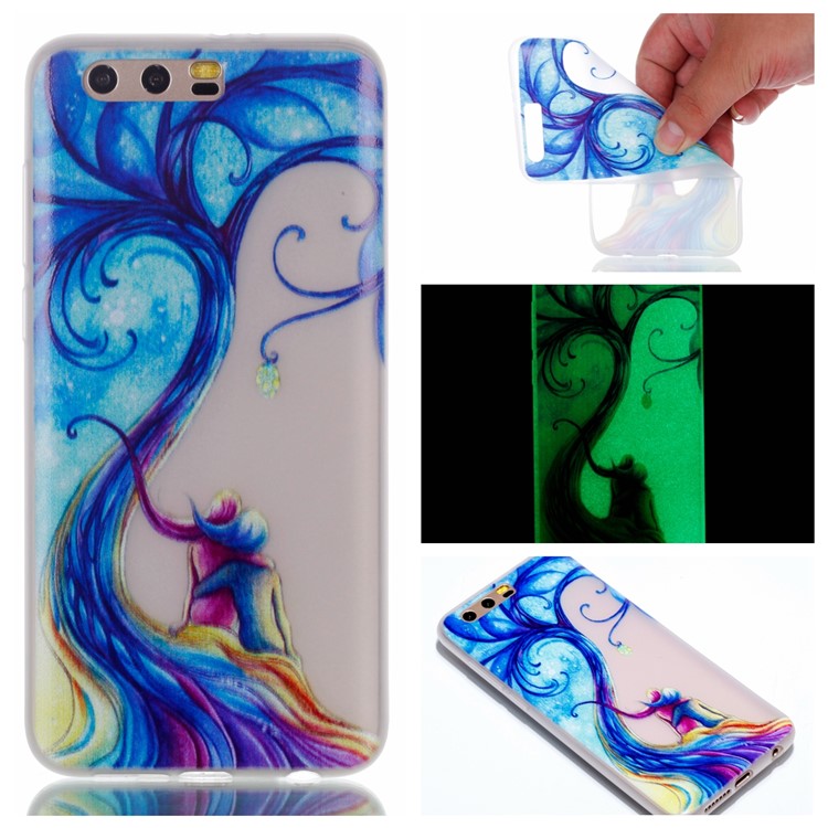 For Huawei Honor 9 Patterned Luminous TPU Flexible Phone Accessory Case - Waves-1