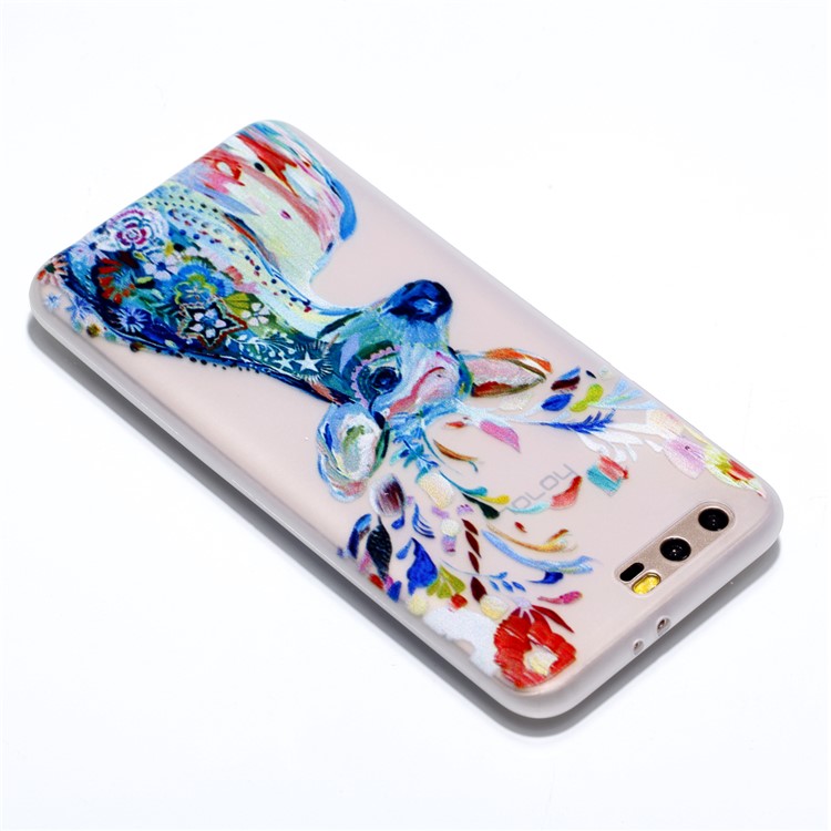 For Huawei Honor 9 Patterned Luminous TPU Case - Colorful Reindeer-5