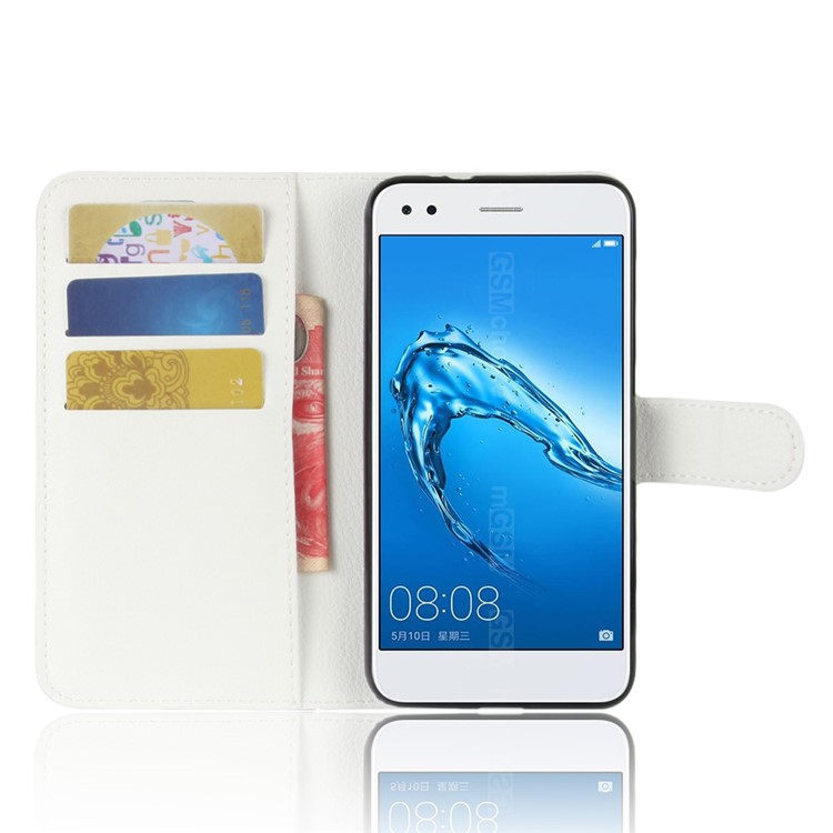 For Huawei P9 lite mini / Y6 Pro (2017) / Enjoy 7 Litchi Texture Leather Wallet Stand Phone Accessory Shell - White-4