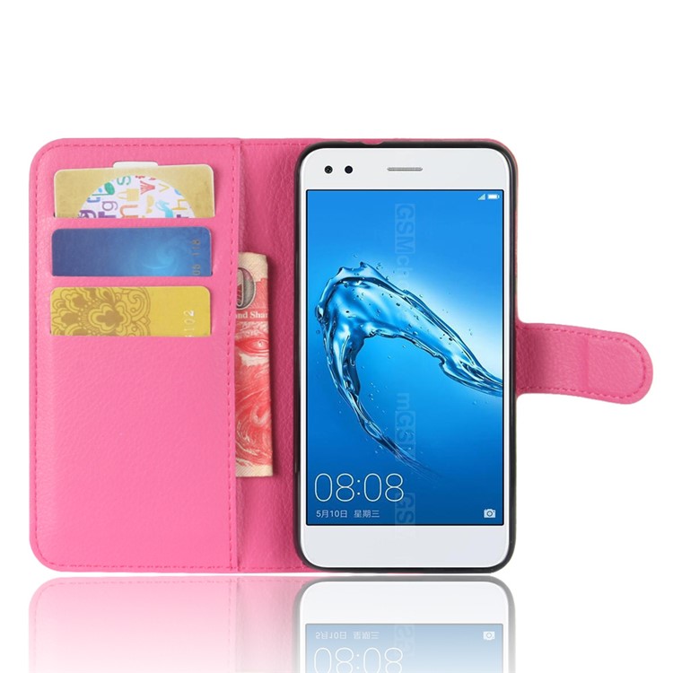 For Huawei P9 lite mini / Y6 Pro (2017) / Enjoy 7 Litchi Texture Leather Wallet Stand Phone Accessory Casing - Rose-4