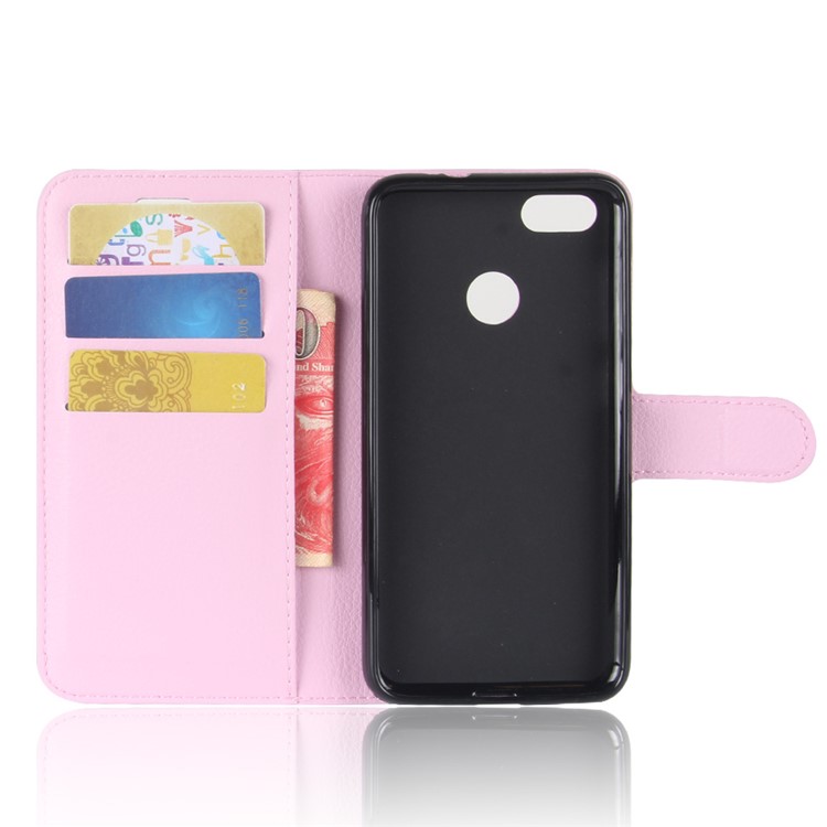 For Huawei P9 lite mini / Y6 Pro (2017) / Enjoy 7 Litchi Texture Leather Wallet Stand Phone Accessory Case - Pink-3