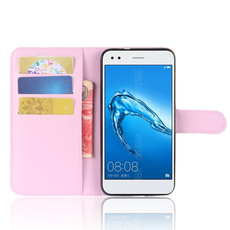 For Huawei P9 lite mini / Y6 Pro (2017) / Enjoy 7 Litchi Texture Leather Wallet Stand Phone Accessory Case - Pink-4