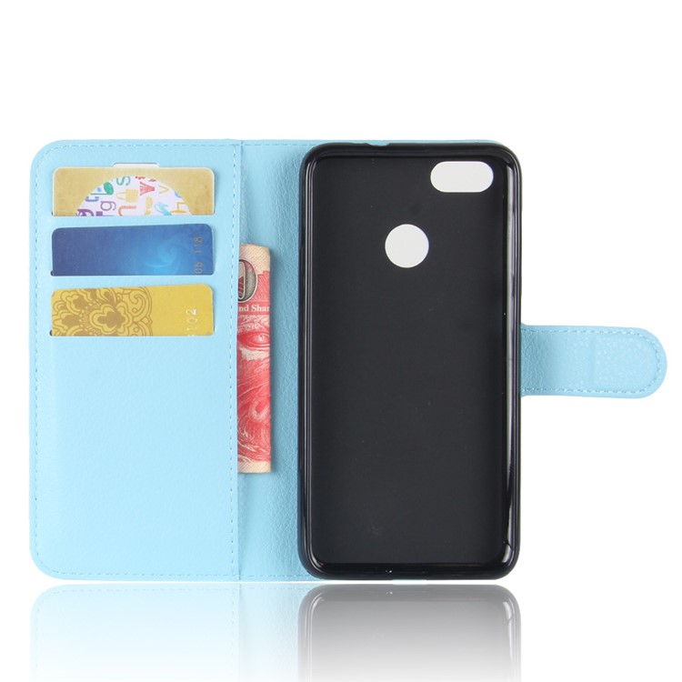 Litchi Texture Leather Wallet Stand Phone Accessory Cover for Huawei P9 lite mini / Y6 Pro (2017) / Enjoy 7 - Blue-3