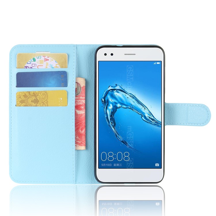 Litchi Texture Leather Wallet Stand Phone Accessory Cover for Huawei P9 lite mini / Y6 Pro (2017) / Enjoy 7 - Blue-4