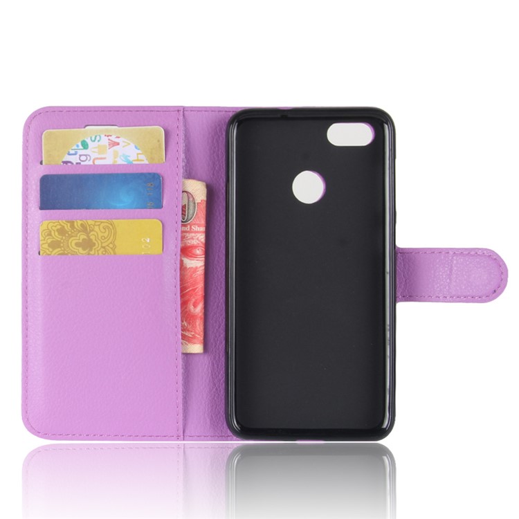 Litchi Texture Leather Wallet Stand Phone Accessory Casing for Huawei P9 lite mini / Y6 Pro (2017) / Enjoy 7 - Purple-3