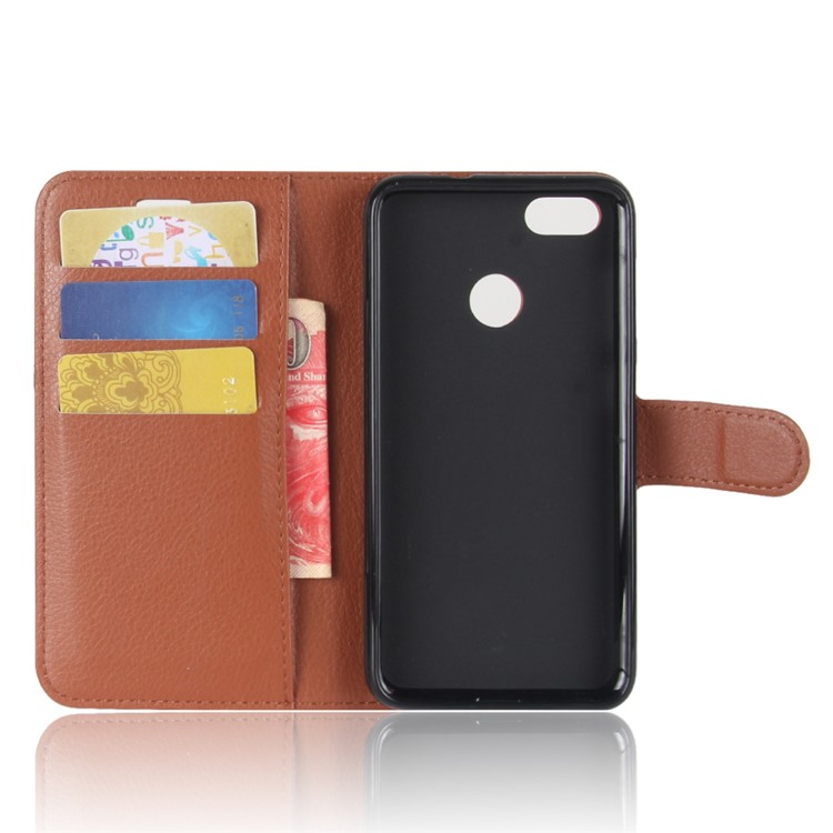 Litchi Texture Leather Wallet Stand Phone Accessory Case for Huawei P9 lite mini / Y6 Pro (2017) / Enjoy 7 - Brown-3