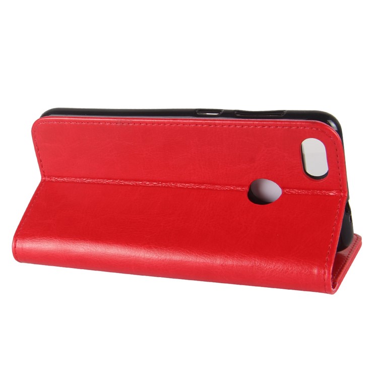Crazy Horse Texture Leather Wallet Stand Mobile Phone Shell for Huawei P9 Lite Mini / Y6 Pro (2017) - Red-6