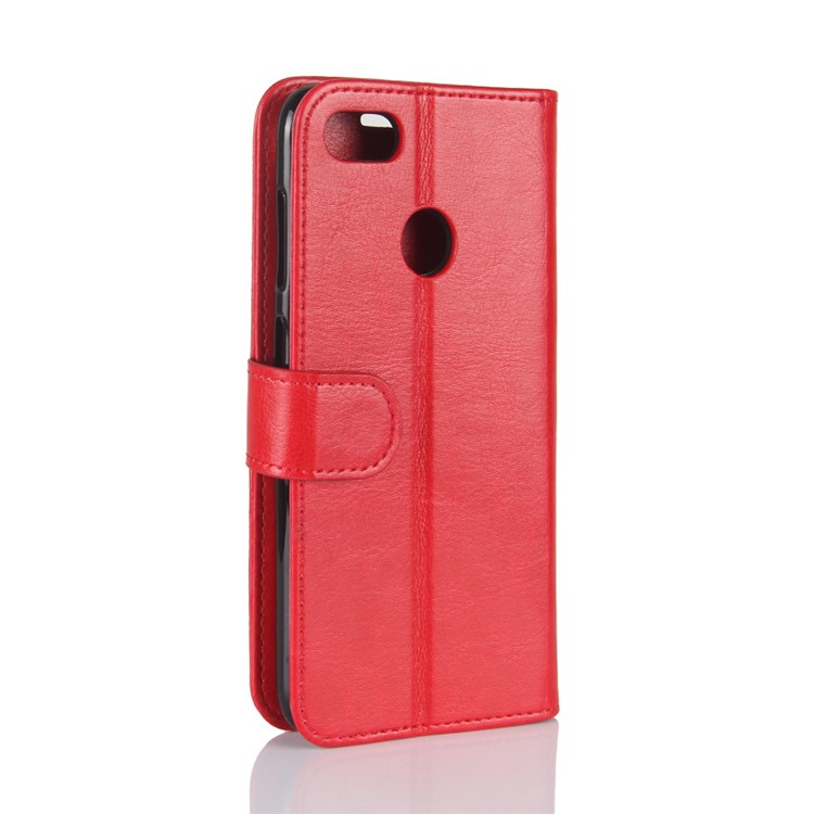 Crazy Horse Texture Leather Wallet Stand Mobile Phone Shell for Huawei P9 Lite Mini / Y6 Pro (2017) - Red-7