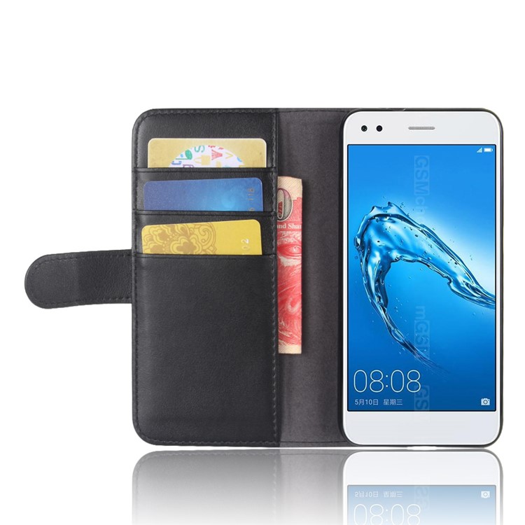 Genuine Leather Wallet Flip Stand Case for Huawei P9 lite mini / Y6 Pro (2017) / Enjoy 7 - Black-5