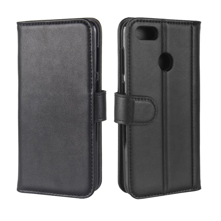 Genuine Leather Wallet Flip Stand Case for Huawei P9 lite mini / Y6 Pro (2017) / Enjoy 7 - Black-8