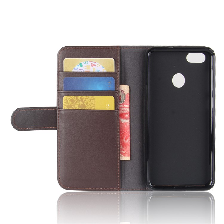 Genuine Leather Wallet Flip Stand Cover for Huawei P9 lite mini / Y6 Pro (2017) / Enjoy 7 - Brown-4