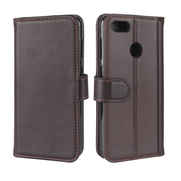 Genuine Leather Wallet Flip Stand Cover for Huawei P9 lite mini / Y6 Pro (2017) / Enjoy 7 - Brown-8