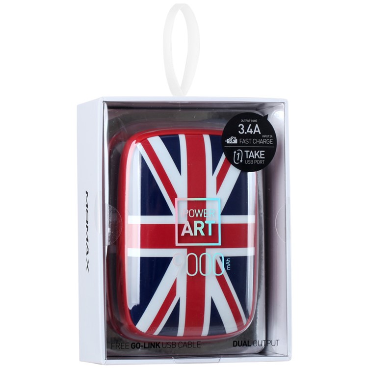 MOMAX iPower ART 9000mAh Portable Dual USB Power Bank Battery Charger for iPhone Samsung Huawei - UK Flag-12