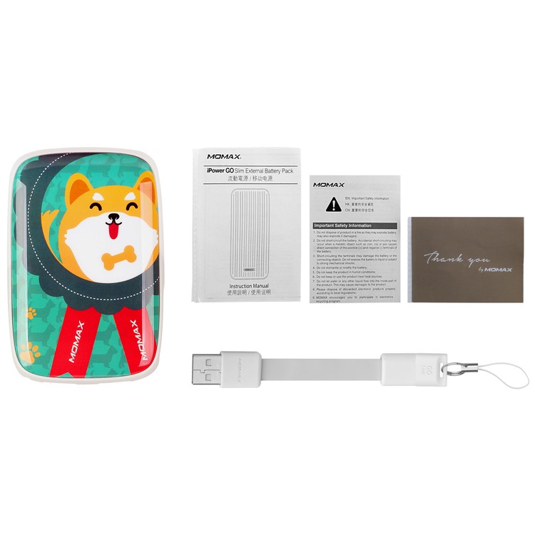 MOMAX iPower ART 9000mAh Portable Dual USB Power Bank Battery Charger for iPhone Samsung Huawei - Akita Dog-9
