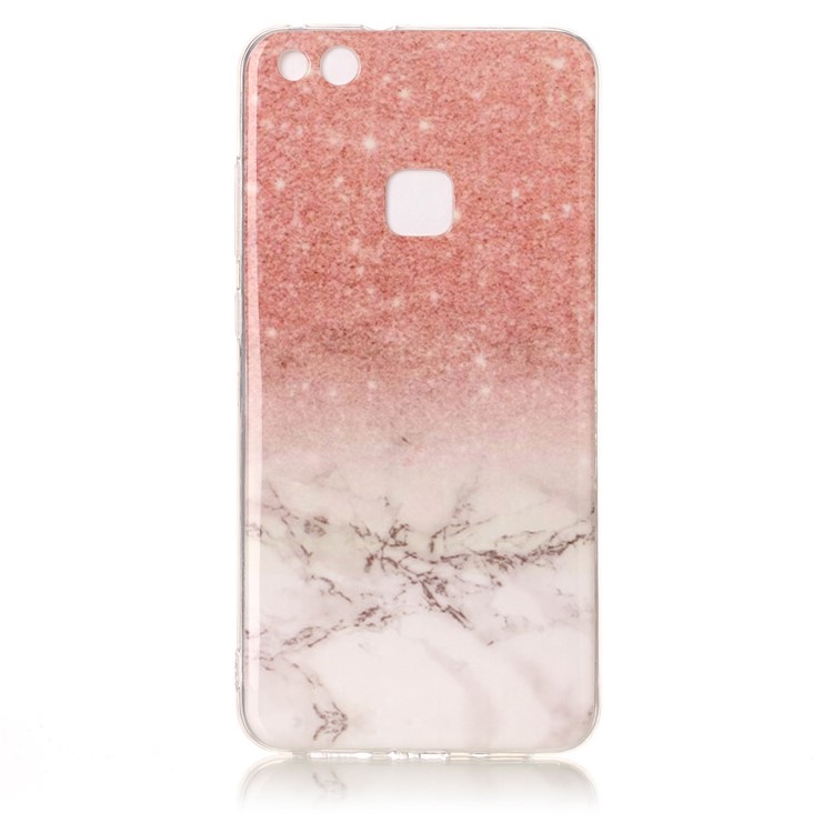 Marble Pattern IMD Flexible TPU Casing for Huawei P10 Lite - Pink / White-1