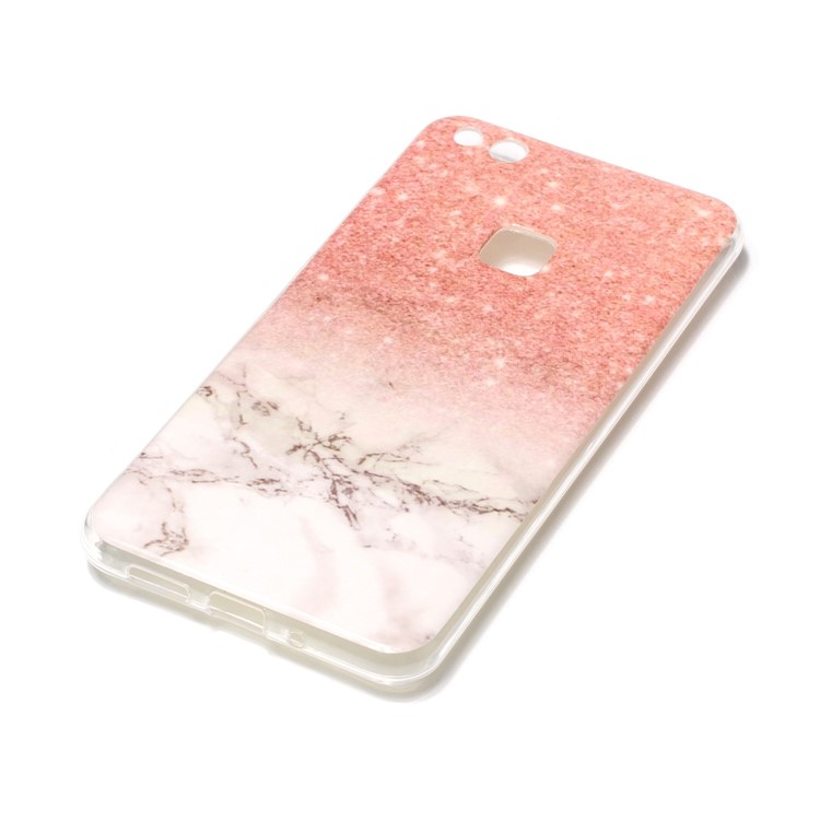 Marble Pattern IMD Flexible TPU Casing for Huawei P10 Lite - Pink / White-2