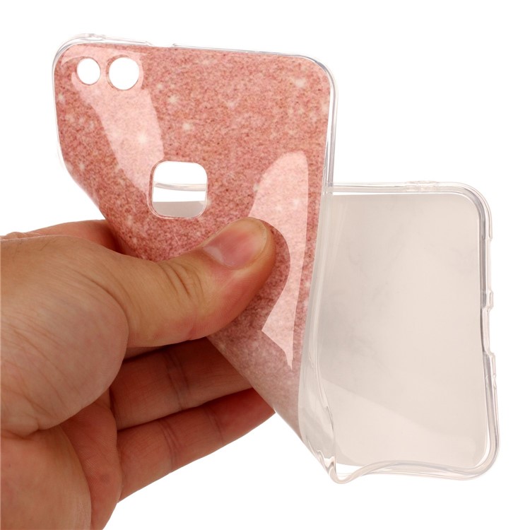 Marble Pattern IMD Flexible TPU Casing for Huawei P10 Lite - Pink / White-4