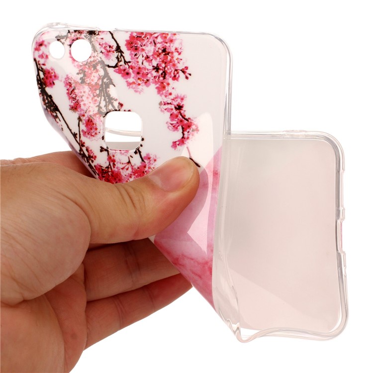 Marble Pattern IMD Flexible TPU Phone Case for Huawei P10 Lite - Plum-4