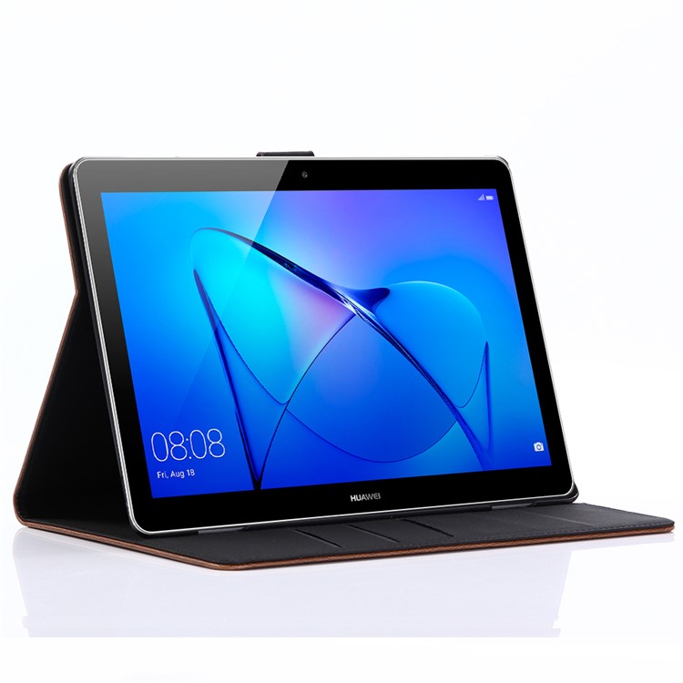 Retro Style Crazy Horse Leather Card Slots Tablet Case Shell for Huawei MediaPad T3 10 - Coffee-7