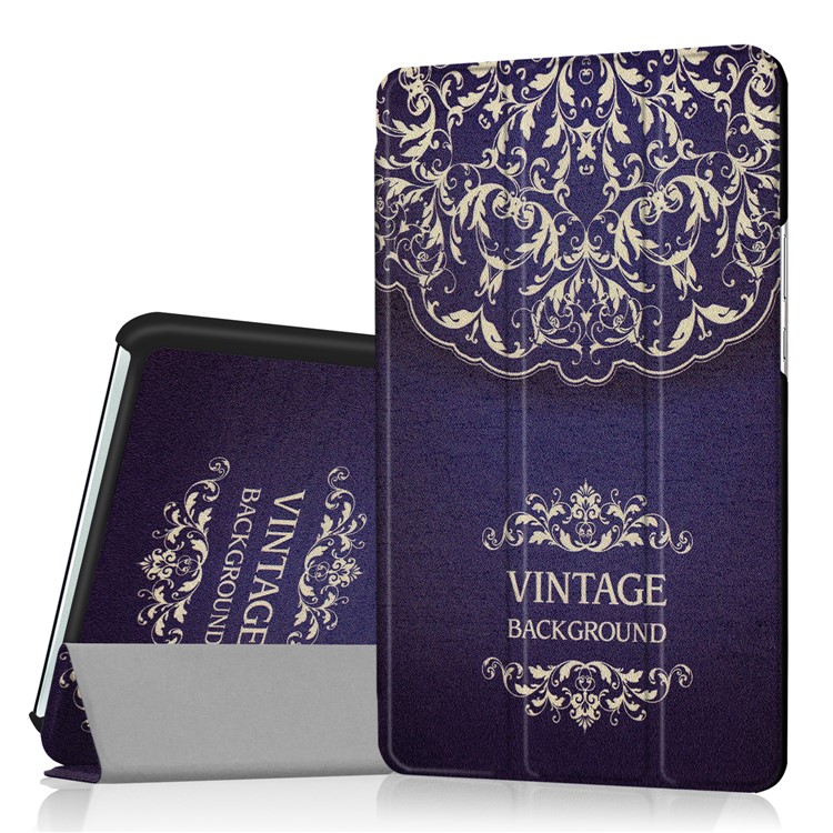 Foldable Tri-fold Stand Pattern Printing Leather Tablet Folio Case for Huawei MediaPad M3 8.4 - Vintage Flower Pattern-1