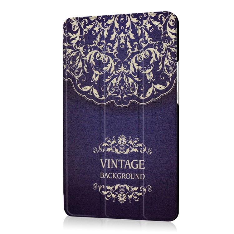 Foldable Tri-fold Stand Pattern Printing Leather Tablet Folio Case for Huawei MediaPad M3 8.4 - Vintage Flower Pattern-6