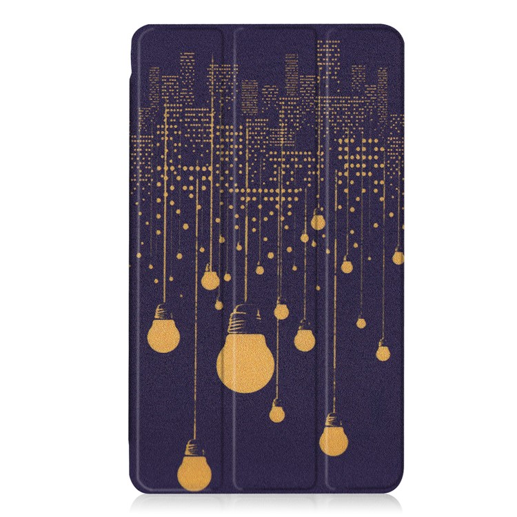 Foldable Tri-fold Stand Pattern Printing Leather Tablet Folio Cover Case for Huawei MediaPad M3 8.4 - Lamp Bulb-2
