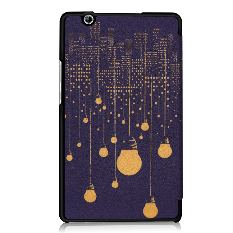 Foldable Tri-fold Stand Pattern Printing Leather Tablet Folio Cover Case for Huawei MediaPad M3 8.4 - Lamp Bulb-3
