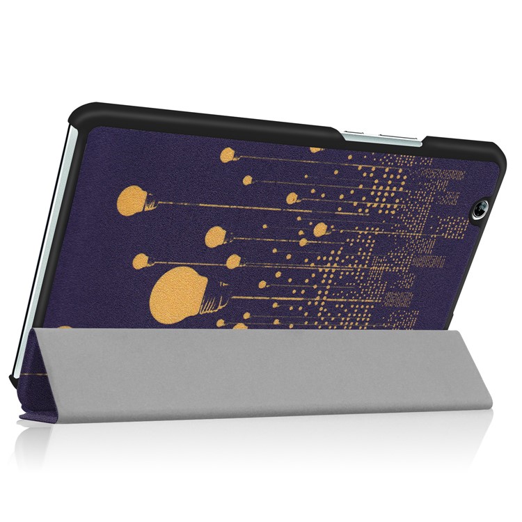 Foldable Tri-fold Stand Pattern Printing Leather Tablet Folio Cover Case for Huawei MediaPad M3 8.4 - Lamp Bulb-4