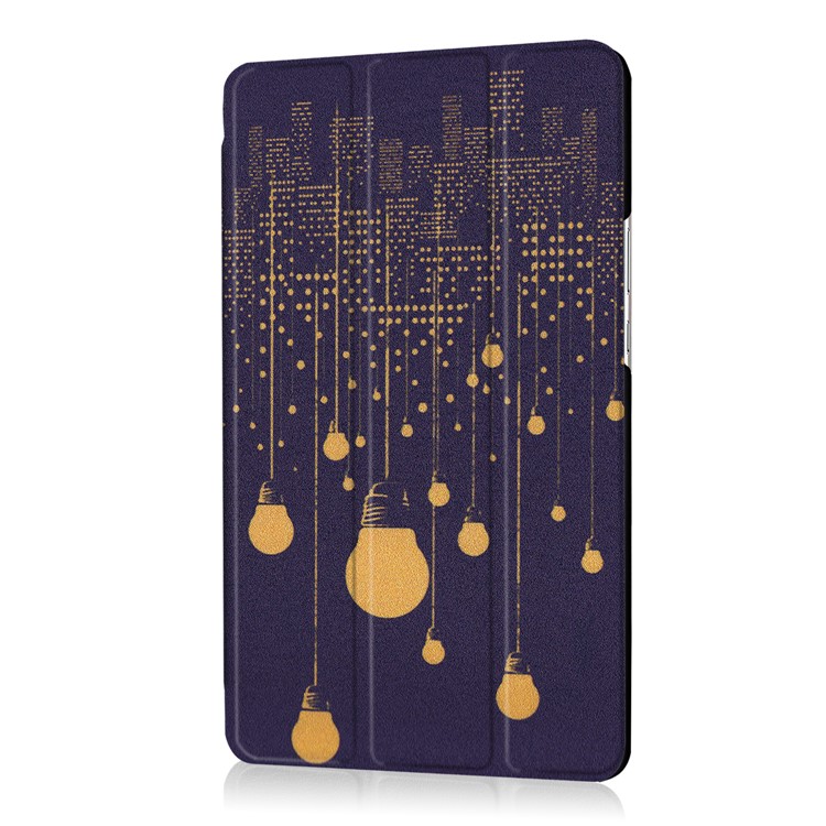 Foldable Tri-fold Stand Pattern Printing Leather Tablet Folio Cover Case for Huawei MediaPad M3 8.4 - Lamp Bulb-6
