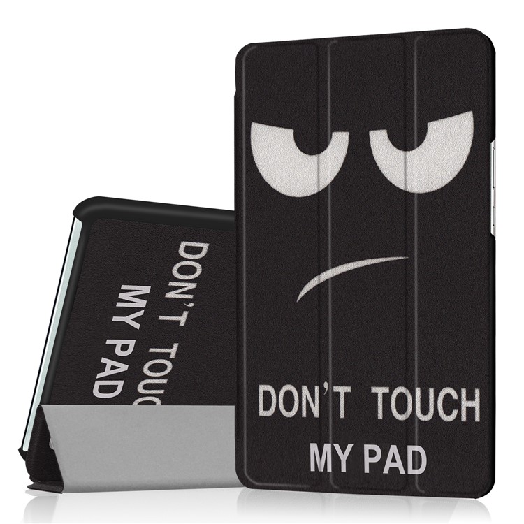 Foldable Tri-fold Stand Pattern Printing Leather Tablet Folio Case Shell for Huawei MediaPad M3 8.4 - Do Not Touch My Pad-1