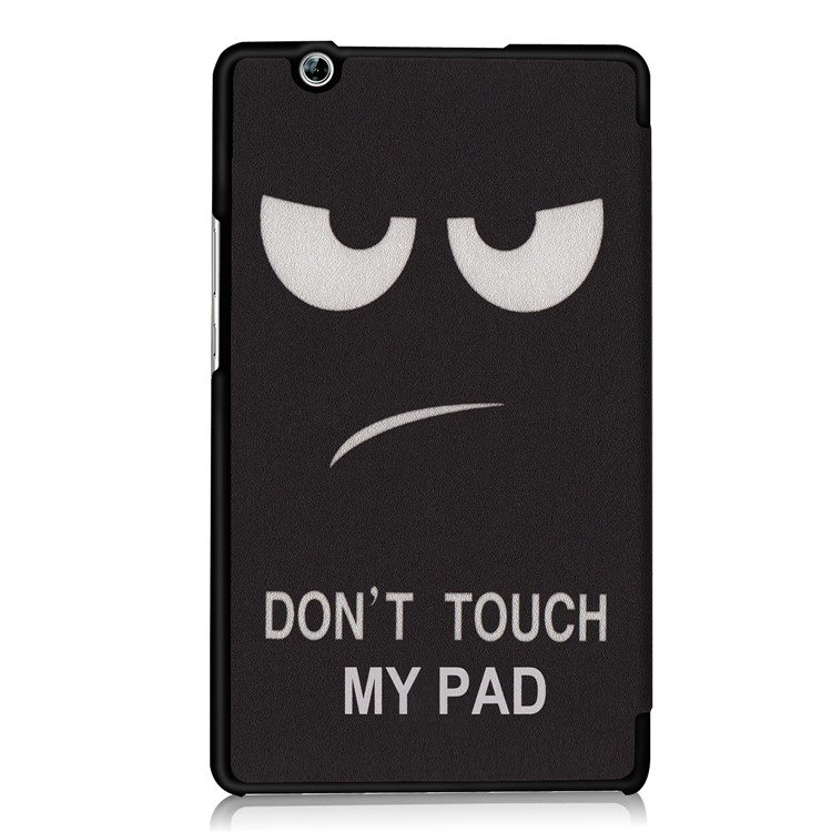 Foldable Tri-fold Stand Pattern Printing Leather Tablet Folio Case Shell for Huawei MediaPad M3 8.4 - Do Not Touch My Pad-3