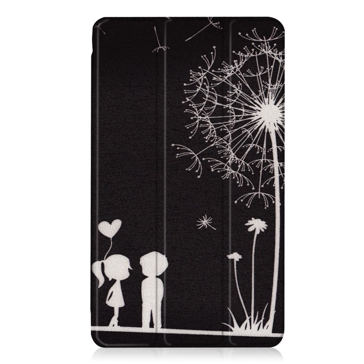 Pattern Printing Foldable Tri-fold Stand Leather Tablet Folio Case for Huawei MediaPad M3 8.4 - Boy and Girl-2