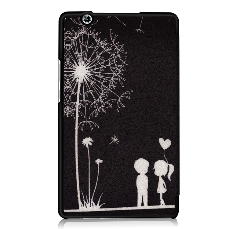 Pattern Printing Foldable Tri-fold Stand Leather Tablet Folio Case for Huawei MediaPad M3 8.4 - Boy and Girl-3