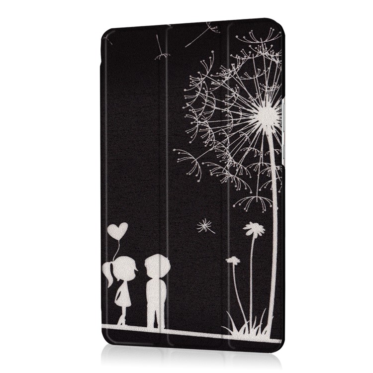 Pattern Printing Foldable Tri-fold Stand Leather Tablet Folio Case for Huawei MediaPad M3 8.4 - Boy and Girl-6