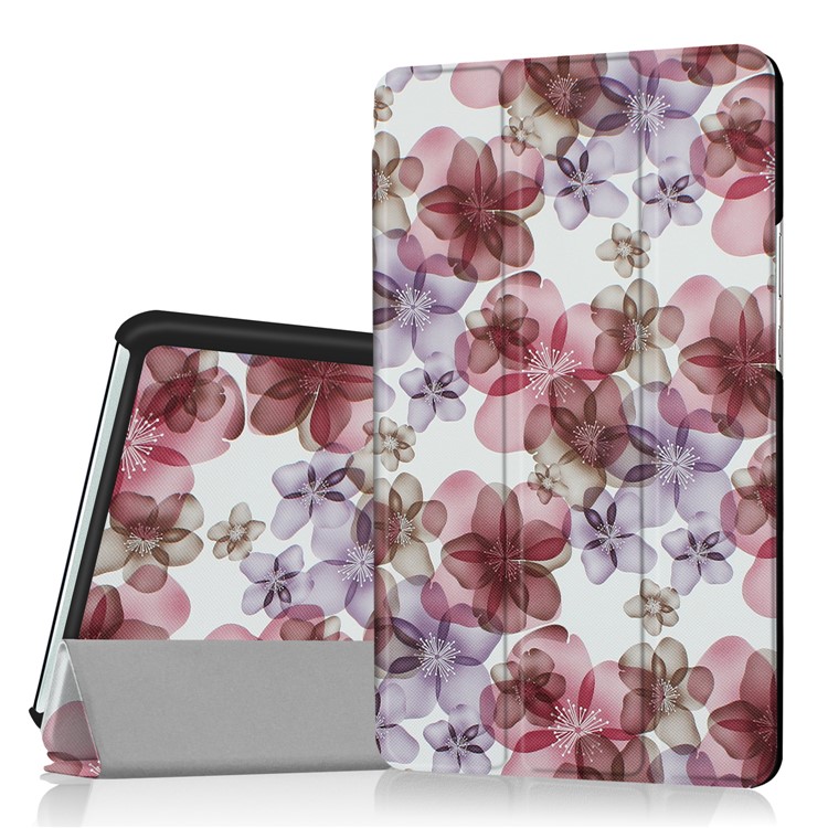 For Huawei MediaPad M3 8.4 Foldable Tri-fold Stand Pattern Printing Leather Tablet Folio Case - Peach Blooming-1