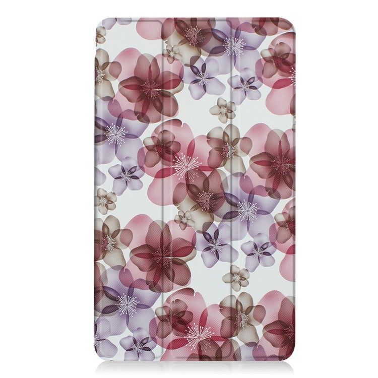 For Huawei MediaPad M3 8.4 Foldable Tri-fold Stand Pattern Printing Leather Tablet Folio Case - Peach Blooming-2