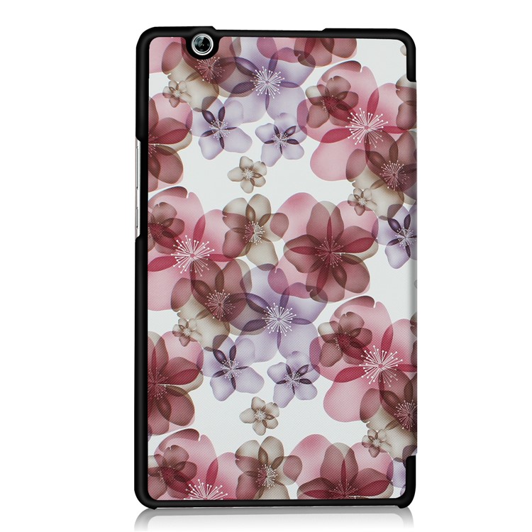 For Huawei MediaPad M3 8.4 Foldable Tri-fold Stand Pattern Printing Leather Tablet Folio Case - Peach Blooming-3