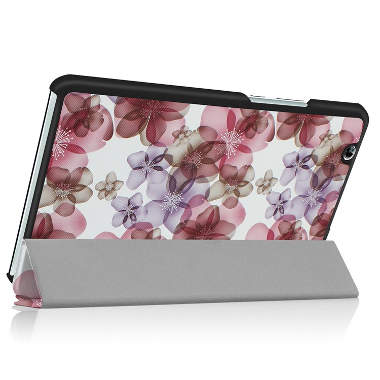 For Huawei MediaPad M3 8.4 Foldable Tri-fold Stand Pattern Printing Leather Tablet Folio Case - Peach Blooming-4