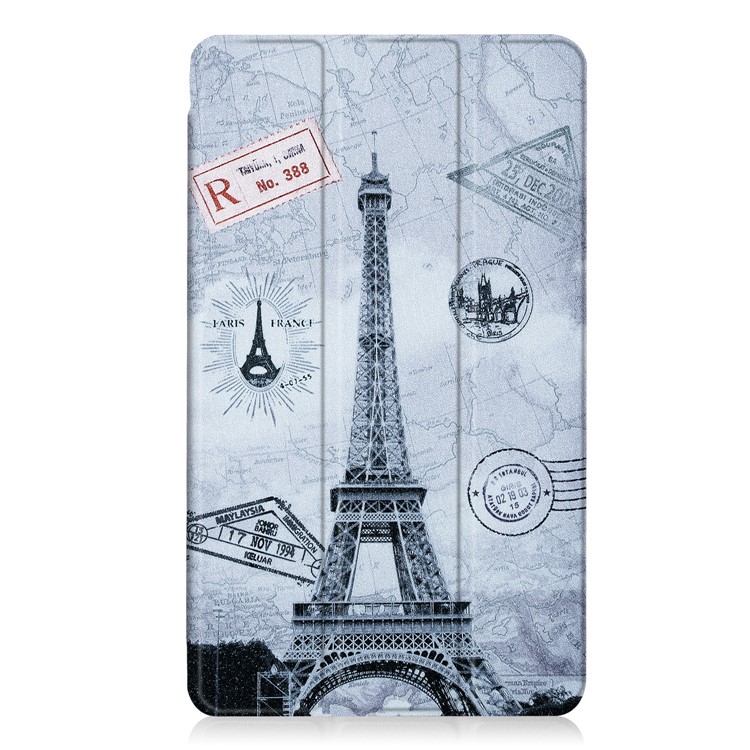For Huawei MediaPad M3 8.4 Foldable Tri-fold Stand Pattern Printing Leather Tablet Folio Case Accessory - Eiffel Tower-2