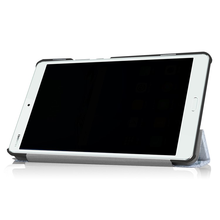 For Huawei MediaPad M3 8.4 Foldable Tri-fold Stand Pattern Printing Leather Tablet Folio Case Accessory - Eiffel Tower-5