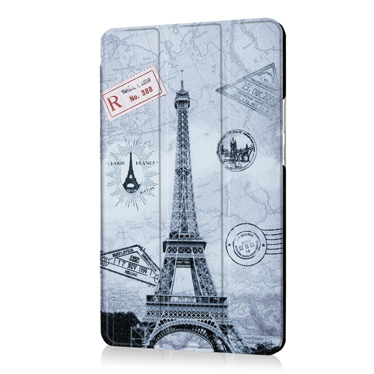 For Huawei MediaPad M3 8.4 Foldable Tri-fold Stand Pattern Printing Leather Tablet Folio Case Accessory - Eiffel Tower-6