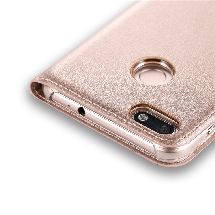 Dual View Windows Leather Protective Phone Case for Huawei P9 lite mini / Enjoy 7 / Y6 Pro (2017) - Gold-4