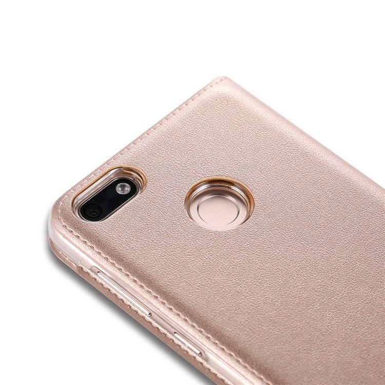 Dual View Windows Leather Protective Phone Case for Huawei P9 lite mini / Enjoy 7 / Y6 Pro (2017) - Gold-6